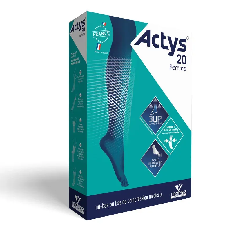 Actys 20 Femme Mi-bas de Compression Beige Taille 3- Court - Univers Pharmacie