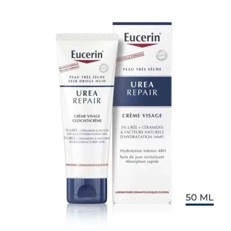 Eucerin Urea Repair Crème Visage 5% Urée + Céramides 50ml - Univers Pharmacie Eucerin Urea Repair Crème Visage 5% Urée + Céramides 50ml - Univers Pharmacie