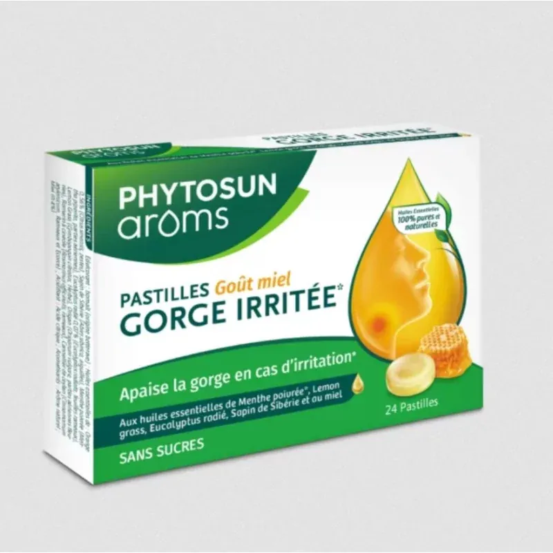 Phytosun Aroms Gorge Irritée Pastilles Goût Miel X24 - Univers Pharmacie