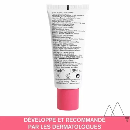 Uriage Roséliane CC Cream SPF50+ Teinte Claire 40ml - dos du tube