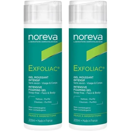 Noreva Exfoliac Gel Moussant Intensif Visage et Corps 2X200ml - Univers Pharmacie
