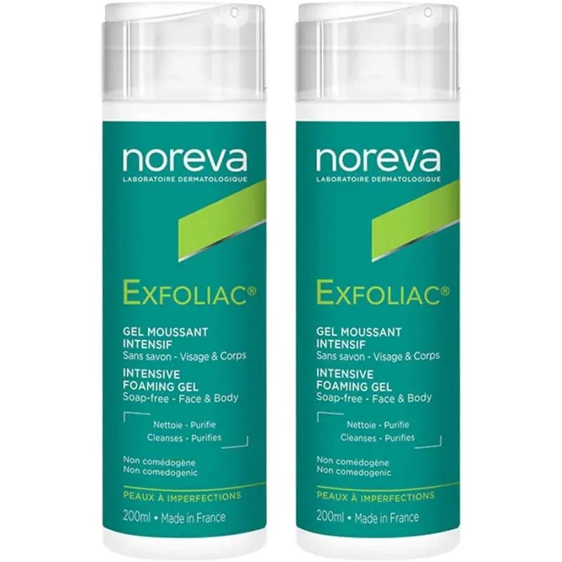 Noreva Exfoliac Gel Moussant Intensif Visage et Corps 2X200ml - Univers Pharmacie