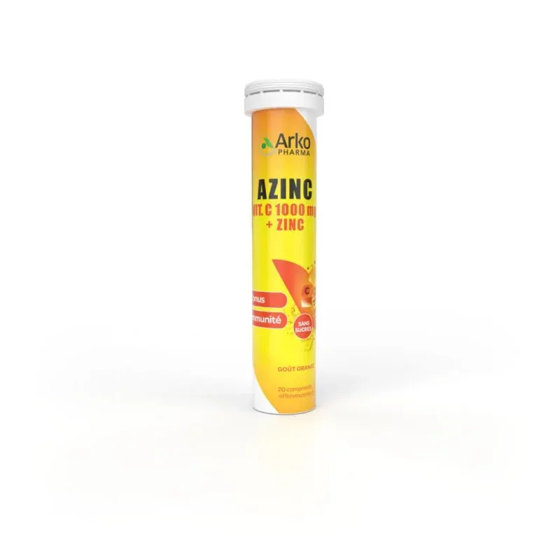 Arkopharma Azinc Vitamine C 1000mg + Zinc goût orange 20 comprimés effervescents
