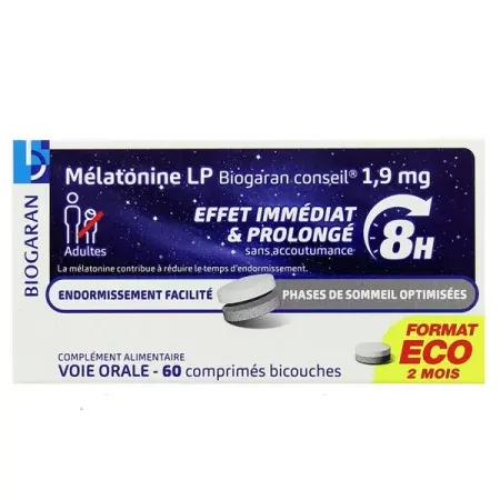 Biogaran Conseil Mélatonine LP 1,9mg 60 comprimés - Univers Pharmacie
