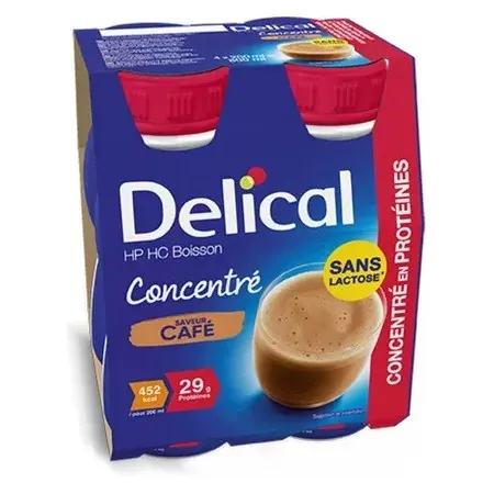 Delical HP HC Boisson Concentré Saveur Café 4X200ml - Univers Pharmacie