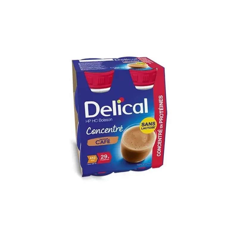 Delical HP HC Boisson Concentré Saveur Café 4X200ml - Univers Pharmacie