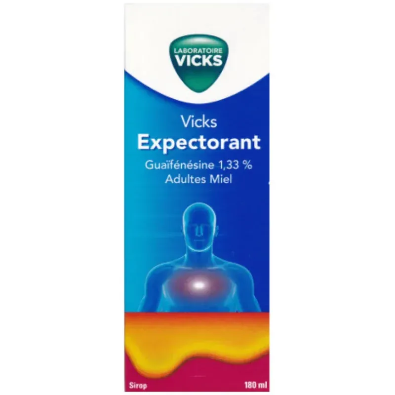 Vicks Expectorant Guaïfénésine 1,33% Adulte Miel 180ml - Univers Pharmacie