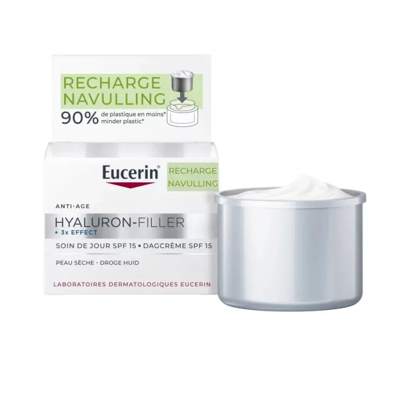Eucerin Hyaluron-Filler + 3x Effect Soin de Jour SPF15 Peau Sèche Recharge 50ml - Univers Pharmacie