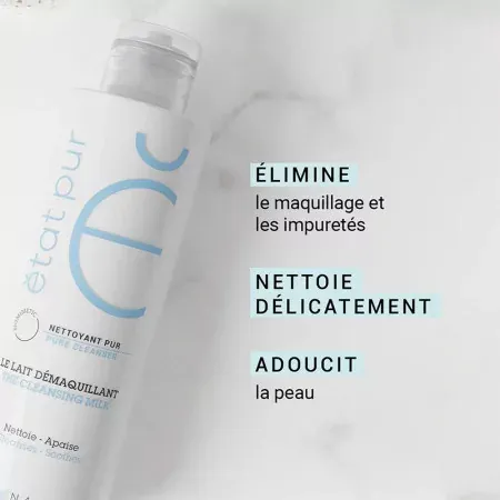 État Pur Lait Démaquillant 200ml - actions