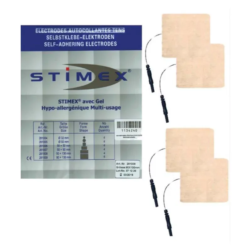Stimex Électrodes Autocollantes Tens 80X130mm X4 - Univers Pharmacie Stimex Électrodes Autocollantes Tens 80X130mm X4 - Univers Pharmacie