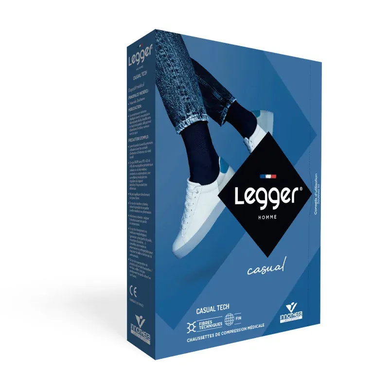 Legger Casual Tech Chaussettes de Compression Médicale T3+ Long Noir - Univers Pharmacie