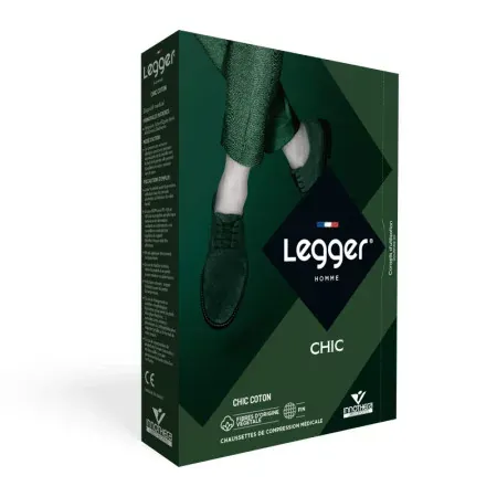 Legger Chic Coton Chaussettes de Compression Classe 2 T2 Long Gris - Univers Pharmacie