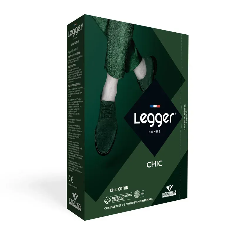 Legger Chic Coton Chaussettes de Compression Classe 2 T2 Long Gris - Univers Pharmacie Legger Chic Coton Chaussettes de Compression Classe 2 T2 Long Gris - Univers Pharmacie