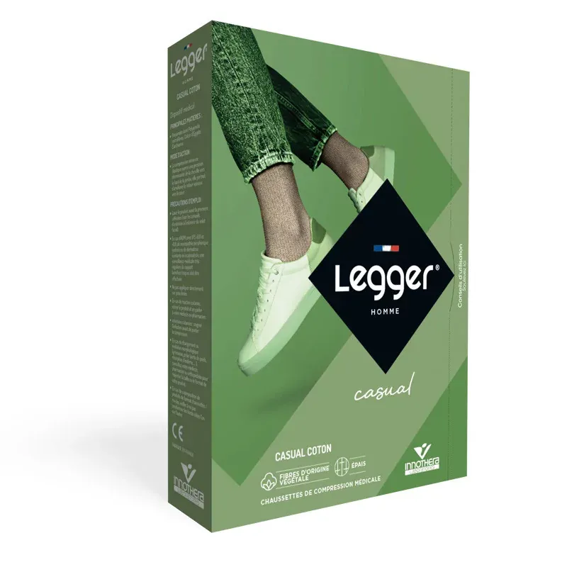 Legger Casual Coton Chaussettes de Compression Médicale T3 Classe 2 Normal Gris Anthracite - Univers Pharmacie