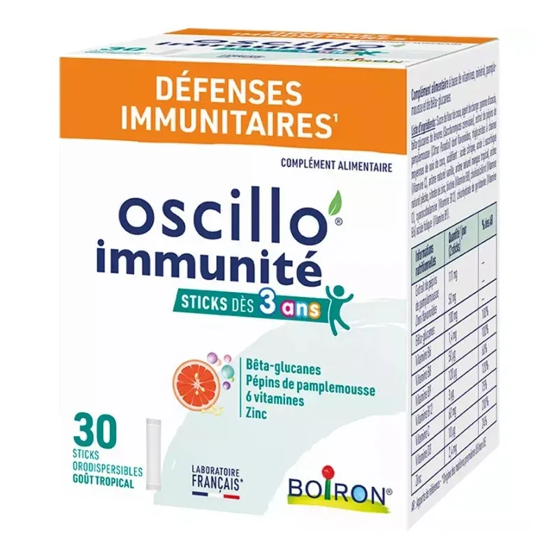 Boiron Oscillo'immunité Sticks Dès 3 ans X30 - Univers Pharmacie Boiron Oscillo'immunité Sticks Dès 3 ans X30 - Univers Pharmacie