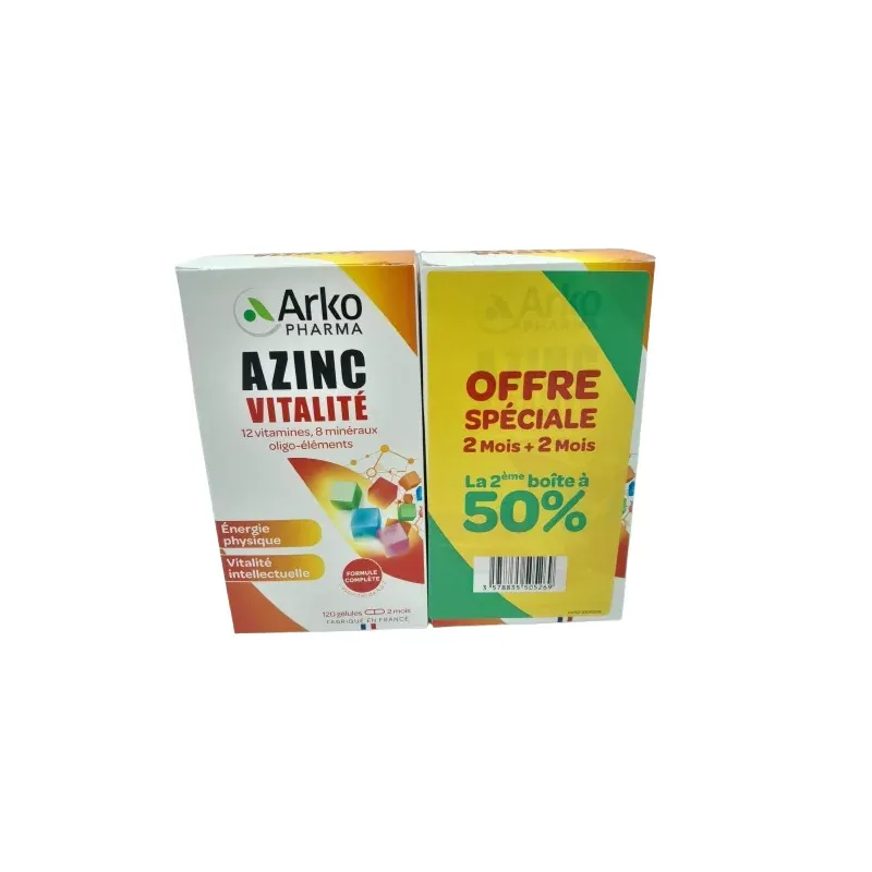 Arkopharma Azinc Vitalité 2X120 gélules - Univers Pharmacie