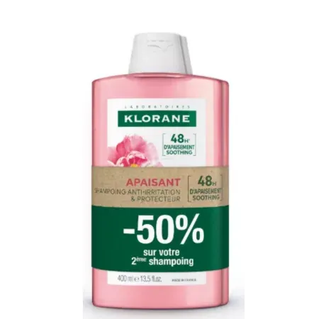 Klorane Shampoing Apaisant Pivoine 2X400ml - Univers Pharmacie