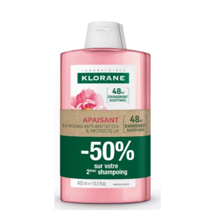 Klorane Shampoing Apaisant Pivoine 2X400ml - Univers Pharmacie Klorane Shampoing Apaisant Pivoine 2X400ml - Univers Pharmacie