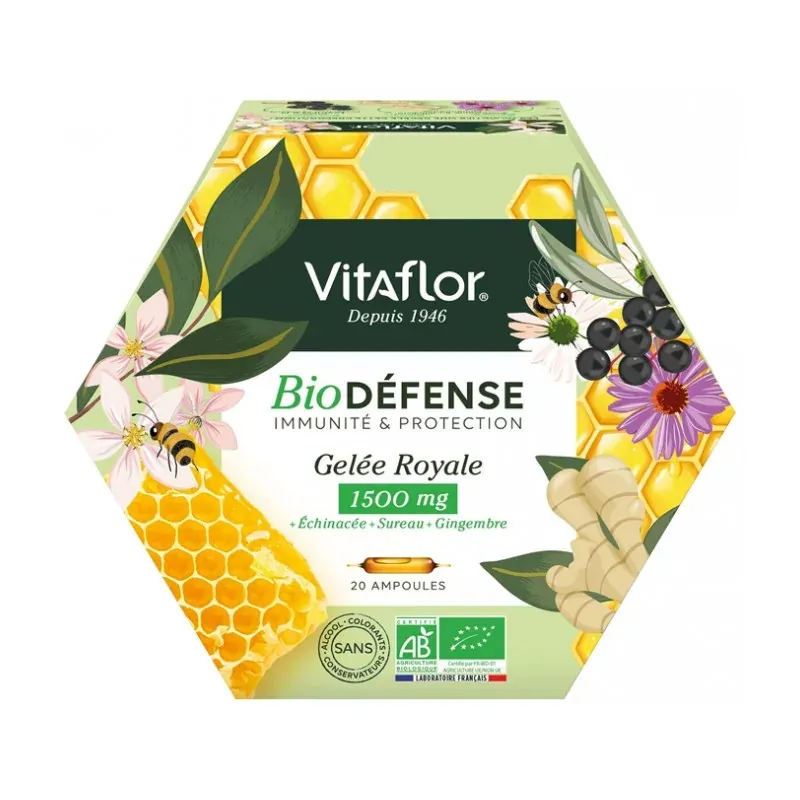 Vitaflor BioDéfense Gelée Royale 1500mg 20 ampoules - Univers Pharmacie