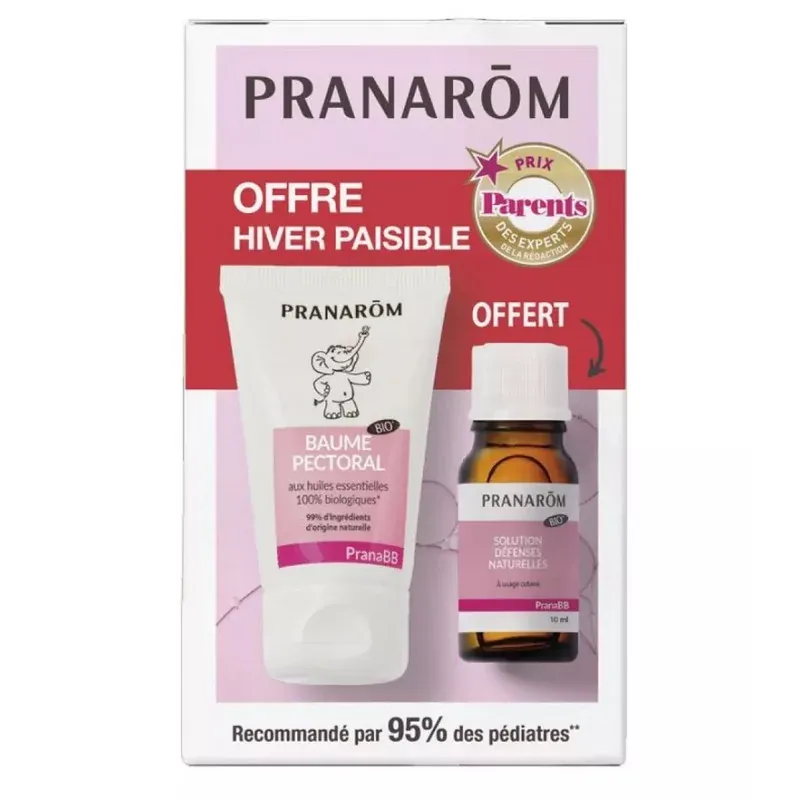 Pranarôm PranaBB Hiver Paisible Baume Pectoral + Solution Défenses Naturelles - Univers Pharmacie
