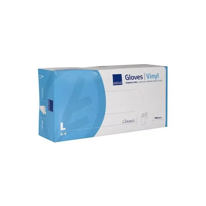 Abena Gants Vinyle Non Poudrés Taille L 8-9 X100 - Univers Pharmacie