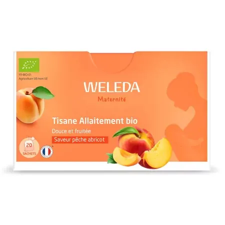 Weleda Maternité Tisane Allaitement Bio Pêche Abricot 20 sachets - Univers Pharmacie