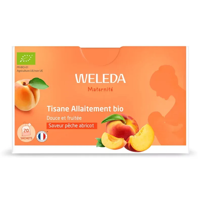 Weleda Maternité Tisane Allaitement Bio Pêche Abricot 20 sachets - Univers Pharmacie