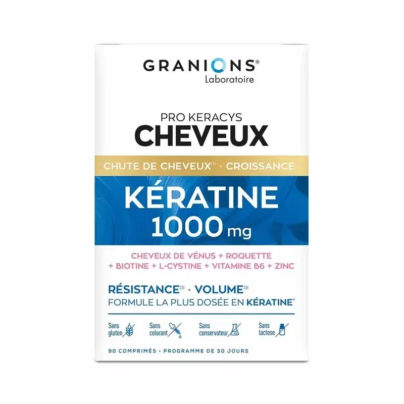 Granions Pro Keracys Cheveux Kératine 1000mg 90 comprimés - Univers Pharmacie