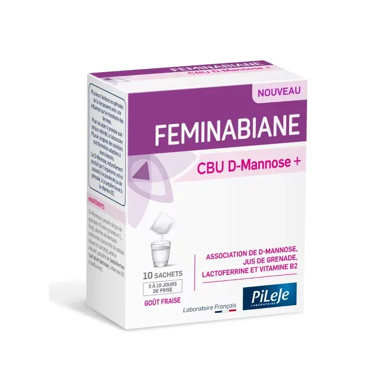 PiLeJe Feminabiane CBU D-Mannose+ Goût Fraise 10 sachets - Univers Pharmacie