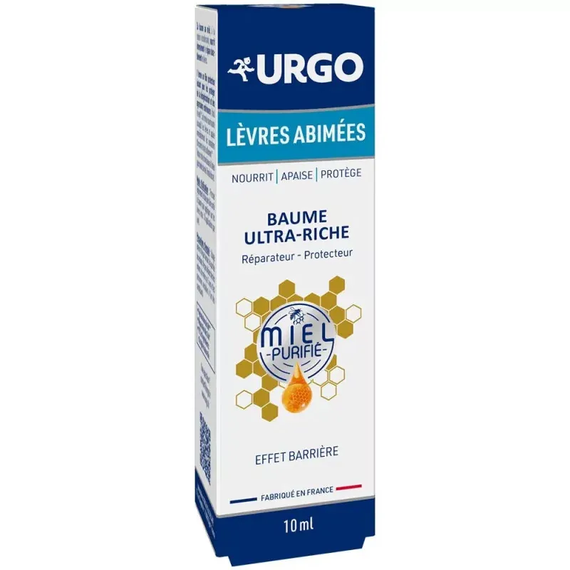 Urgo Lèvres Abîmées Baume Ultra-riche Miel Purifié 10ml - Univers Pharmacie