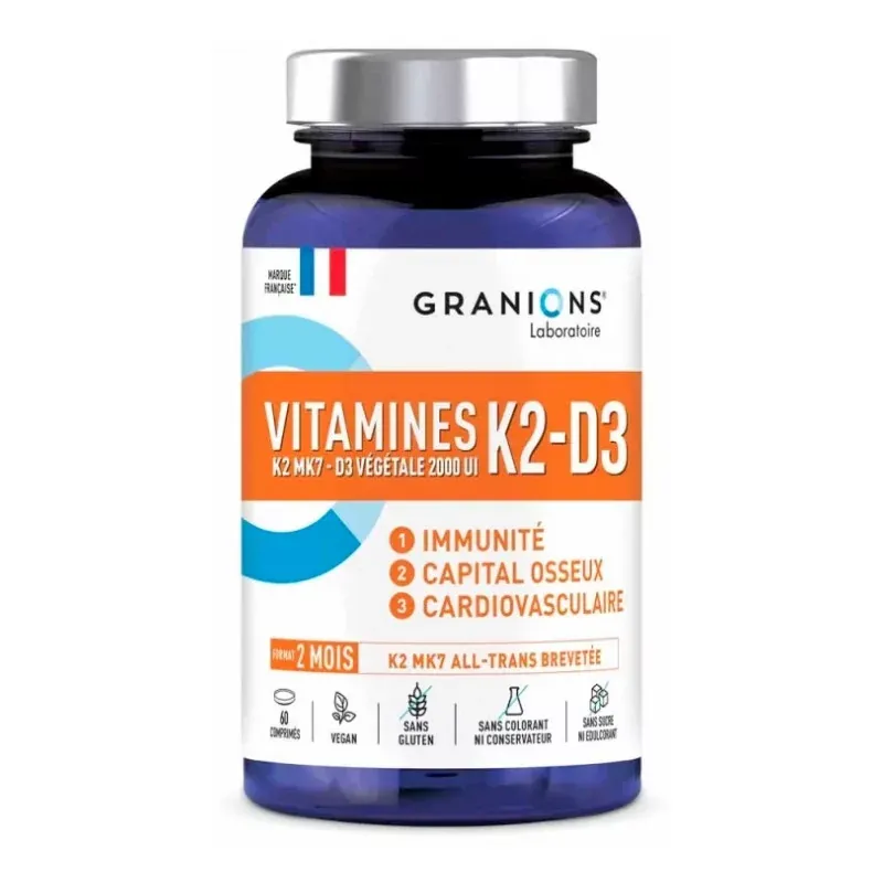 Granions Vitamines K2-D3 60 comprimés - Univers Pharmacie