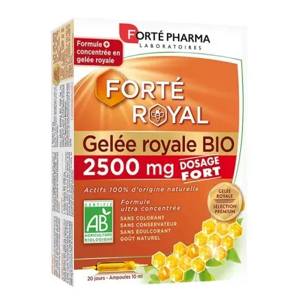 Forté Pharma Forté Royal Gelée Royale Bio 2500mg 10ml 20 ampoules - Univers Pharmacie