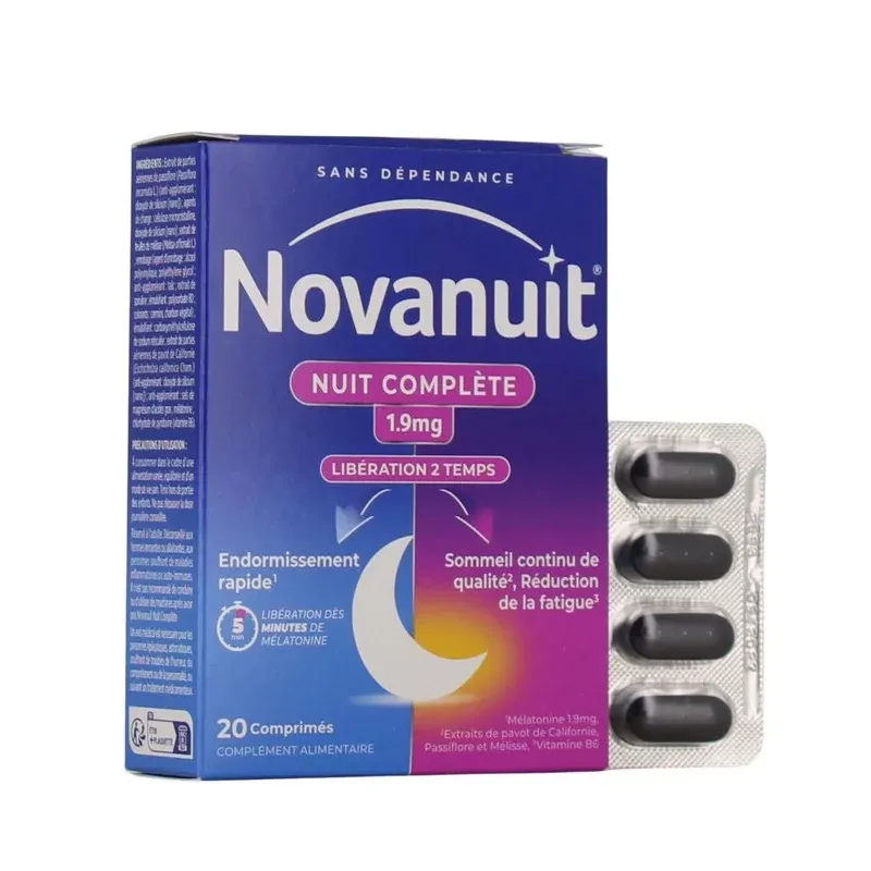 Novanuit Nuit Complète 1.9mg 20 comprimés - Univers Pharmacie