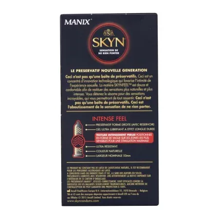 Manix Skyn Intense Feel Préservatifs X10 - Dos de la boite