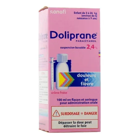 Doliprane Suspension Buvable Sans Sucre 2,4% Enfant 100ml  - Univers Pharmacie