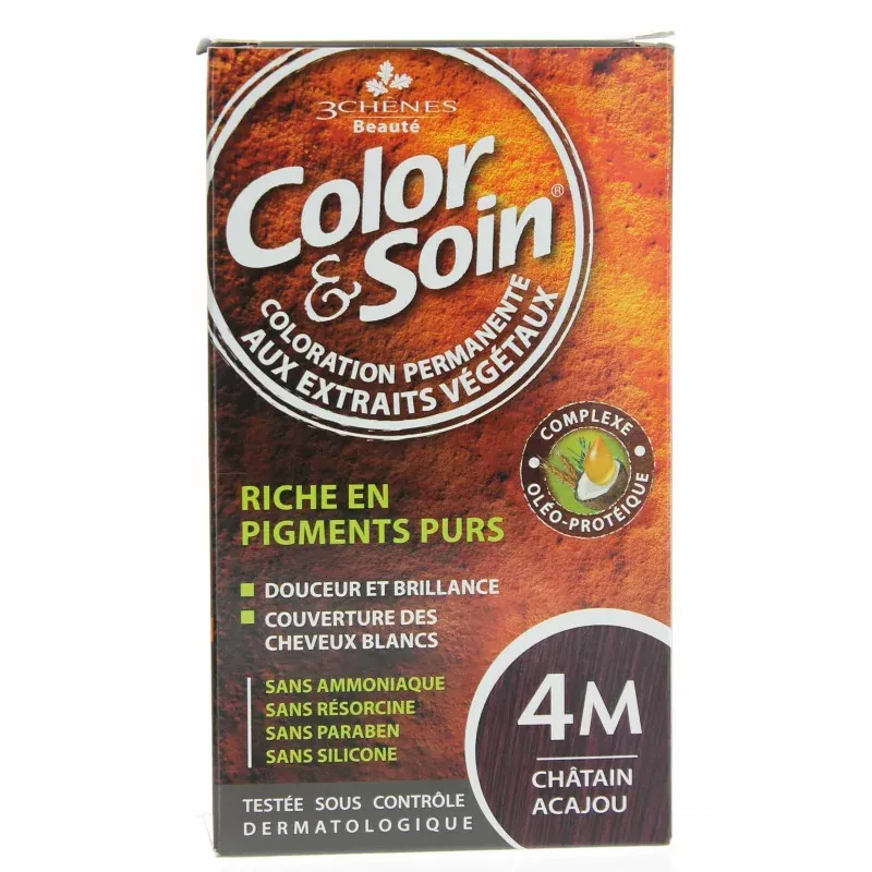 3 Chênes Color&Soin Coloration Permanente 4M Châtain Acajou