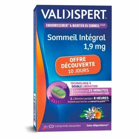 Valdispert Sommeil Intégral 1,9mg 10 comprimés bicouches - Univers Pharmacie
