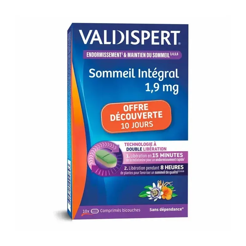 Valdispert Sommeil Intégral 1,9mg 10 comprimés bicouches - Univers Pharmacie