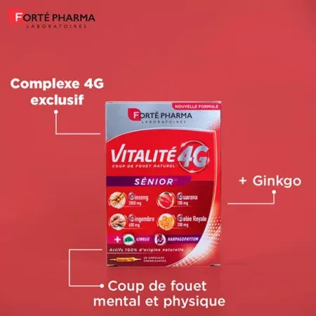 Forté Pharma Vitalité 4G Sénior 20 ampoules - caractéristiques et bienfaits