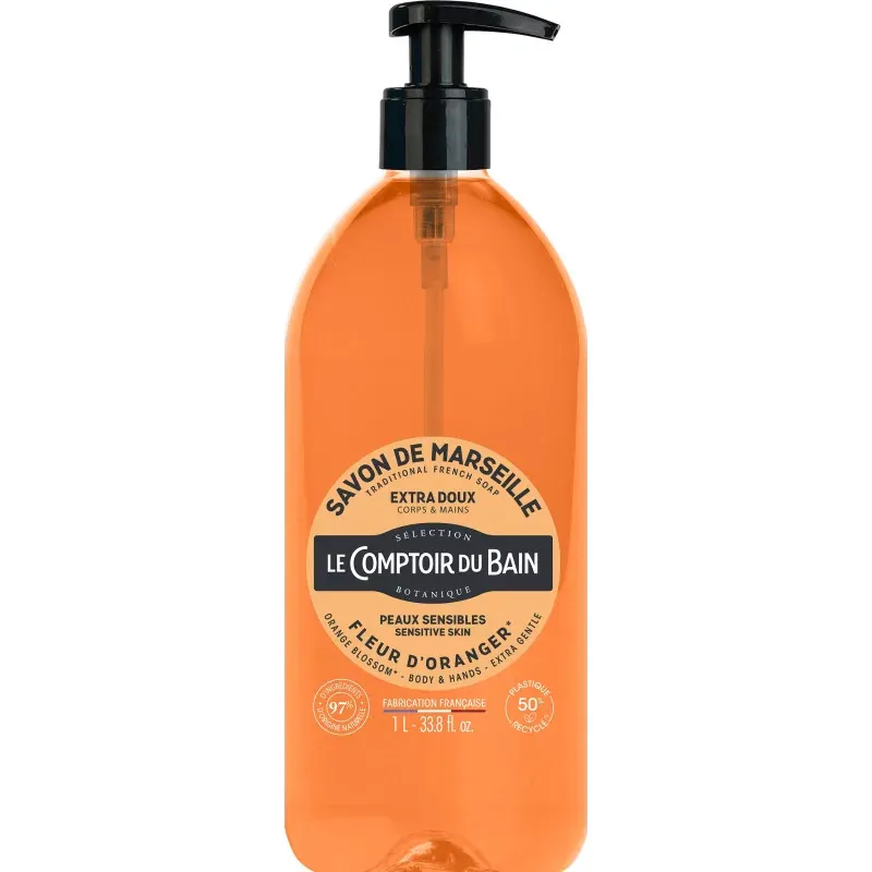 Le Comptoir du Bain Savon de Marseille Fleur d'Oranger 1L - Univers Pharmacie