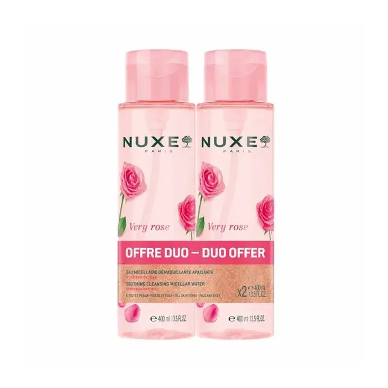 Nuxe Very Rose Eau Micellaire Démaquillante Apaisante 3en1 2X400ml - Univers Pharmacie