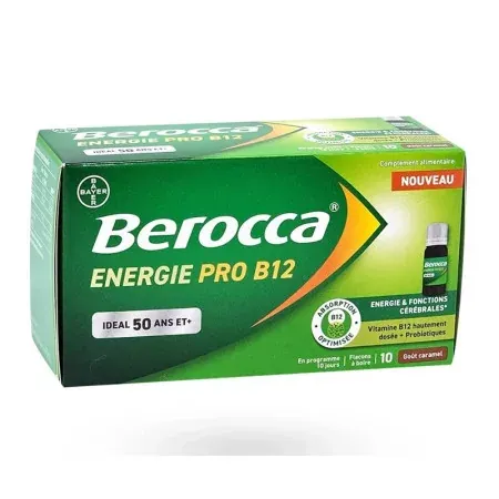 Berocca Energie Pro B12 goût caramel 10 flacons à boire - Univers Pharmacie