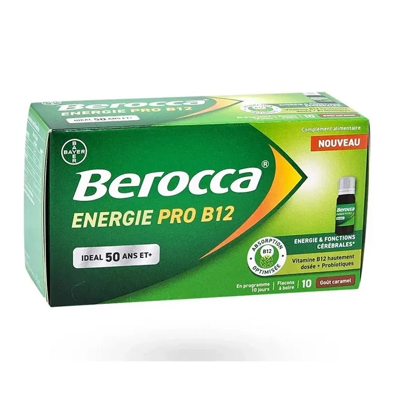 Berocca Energie Pro B12 goût caramel 10 flacons à boire - Univers Pharmacie