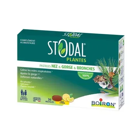 Boiron Stodal Plantes Pastilles Nez Gorge Bronches Citron X36 - Univers Pharmacie