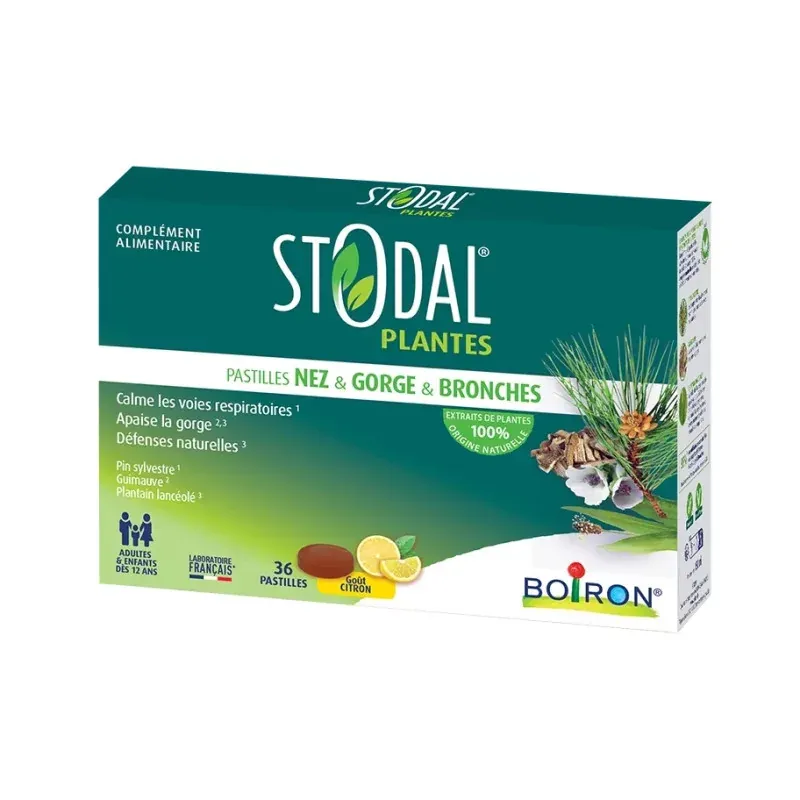Boiron Stodal Plantes Pastilles Nez Gorge Bronches Citron X36 - Univers Pharmacie