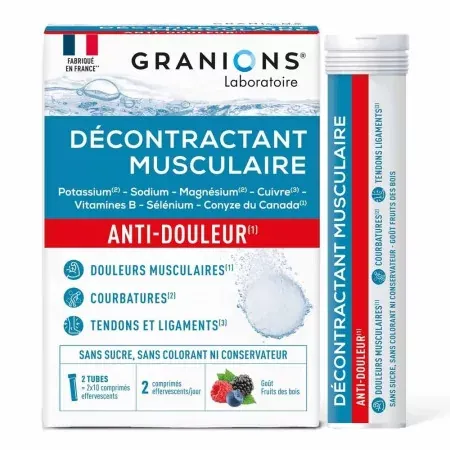Granions Décontractant Musculaire Anti-douleur 2X10 comprimés effervescents - Univers Pharmacie