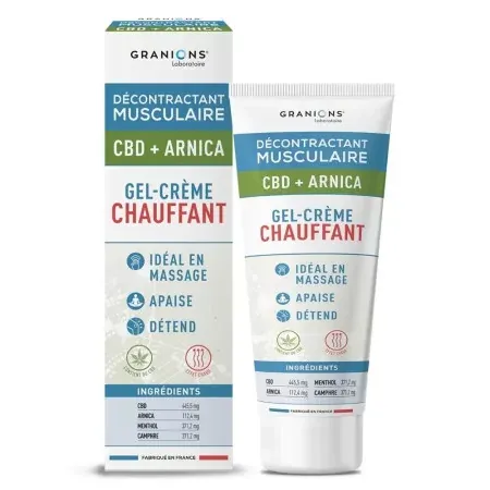Granions Décontractant Musculaire CBD+Arnica Gel-crème Chauffant 75ml - Univers Pharmacie