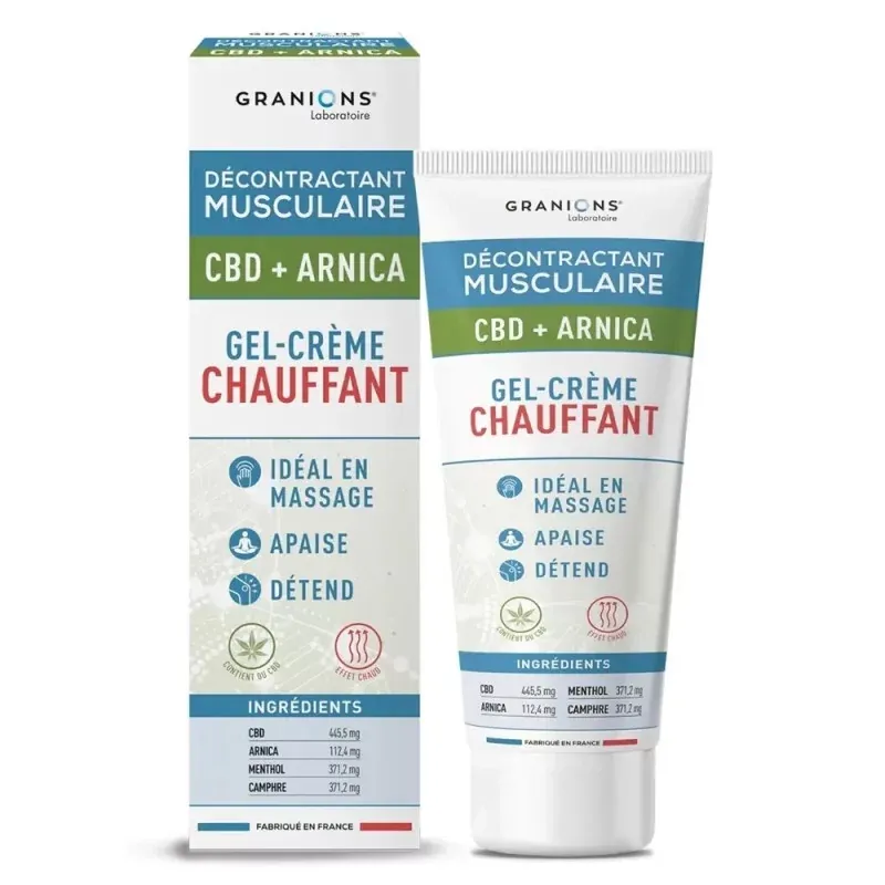 Granions Décontractant Musculaire CBD+Arnica Gel-crème Chauffant 75ml - Univers Pharmacie