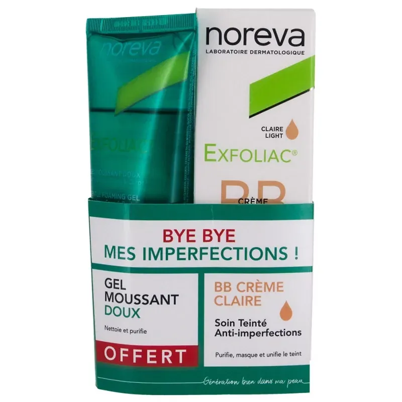 Noreva Exfoliac Gel Moussant Doux + BB crème Claire 30ml