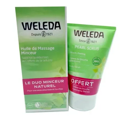 Weleda Huile de Massage Minceur 200ml + Weleda Peal Scrub Crème de Douche Bouleau 150ml - Univers Pharmacie